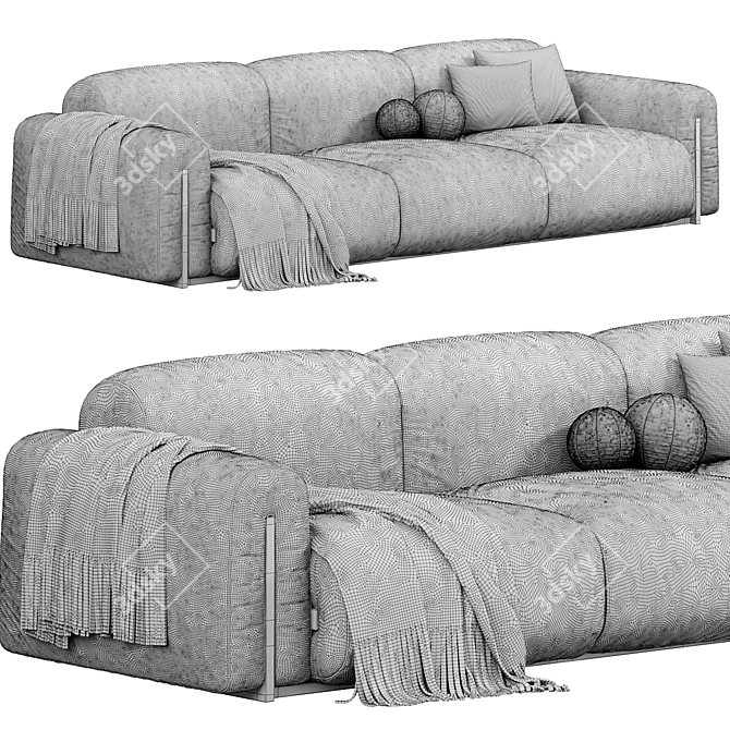 Modern Italian 3-Seater Sofa 3D model image 5