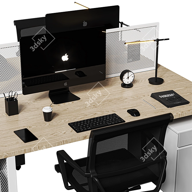  Sleek Grey Office Set 3D model image 2
