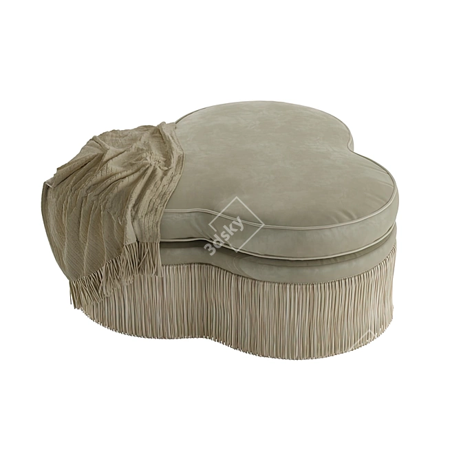 Trefoil Velvet Ottoman - Elegant Comfort 3D model image 3