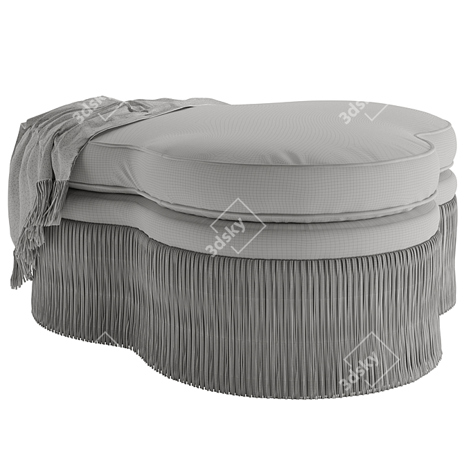 Trefoil Velvet Ottoman - Elegant Comfort 3D model image 5