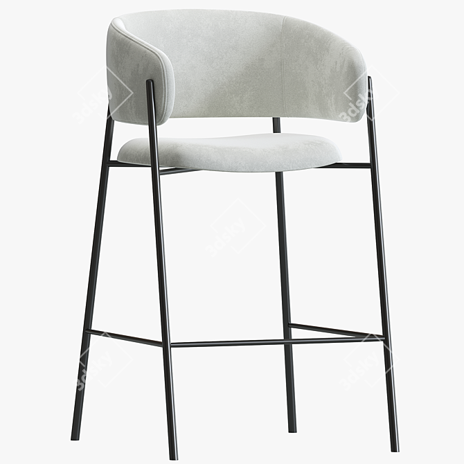 Velvet Taupe Bar Stool Set 3D model image 2