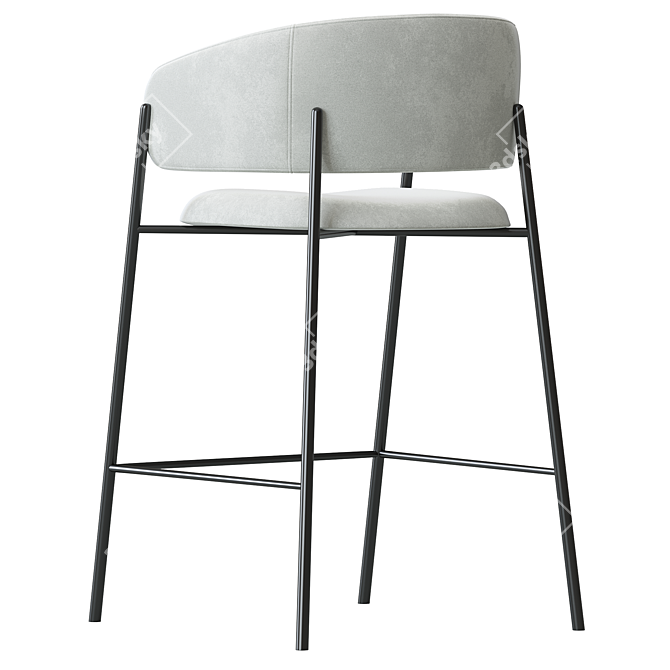 Velvet Taupe Bar Stool Set 3D model image 6