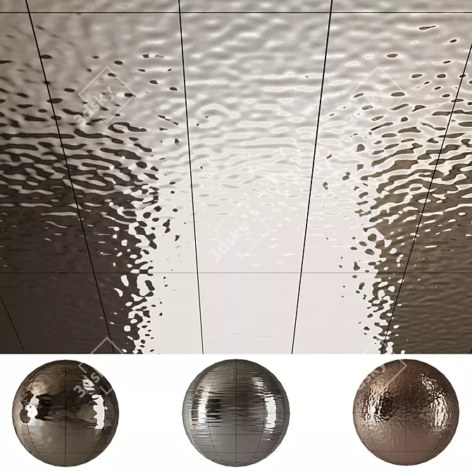 Seamless Wave Metal Panels 3D model image 1