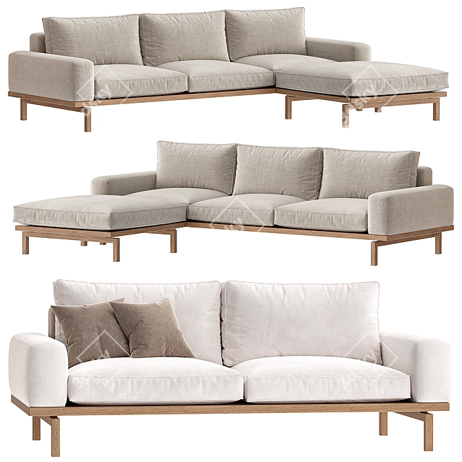 Modern Chic Elton Sofa Set 3D model image 1