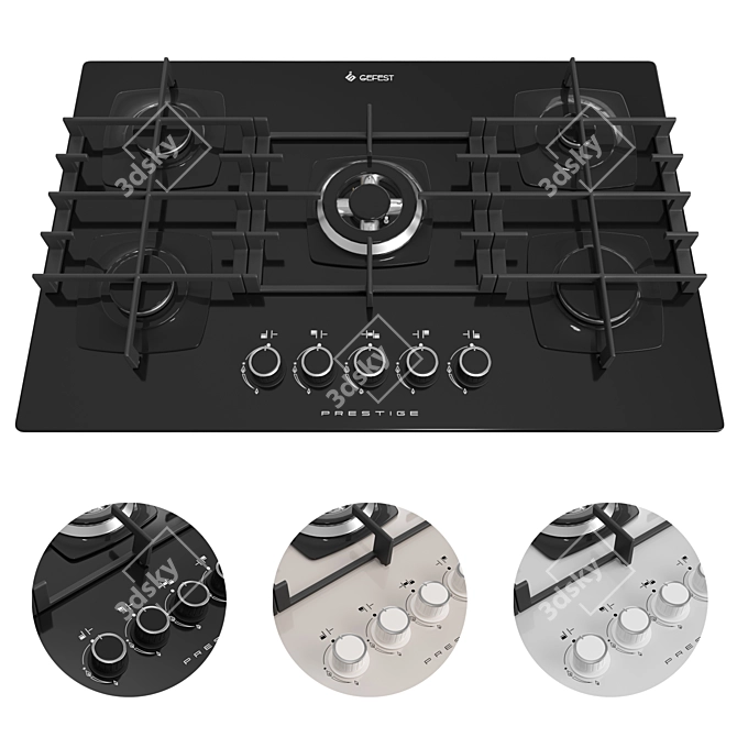 GEFEST 5-Burner Built-in Gas Cooktop 3D model image 1