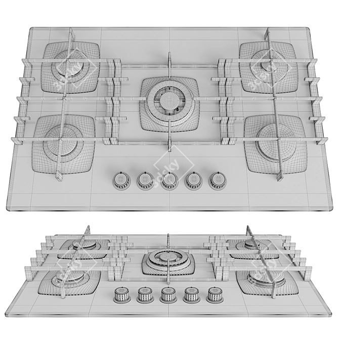 GEFEST 5-Burner Built-in Gas Cooktop 3D model image 4