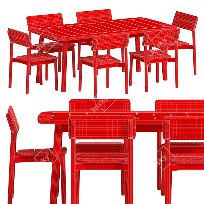 Modern Table Chair Set Tanso 3D model image 2