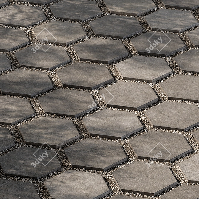 Hexagon Gravel Concrete Paving 07 3D model image 1