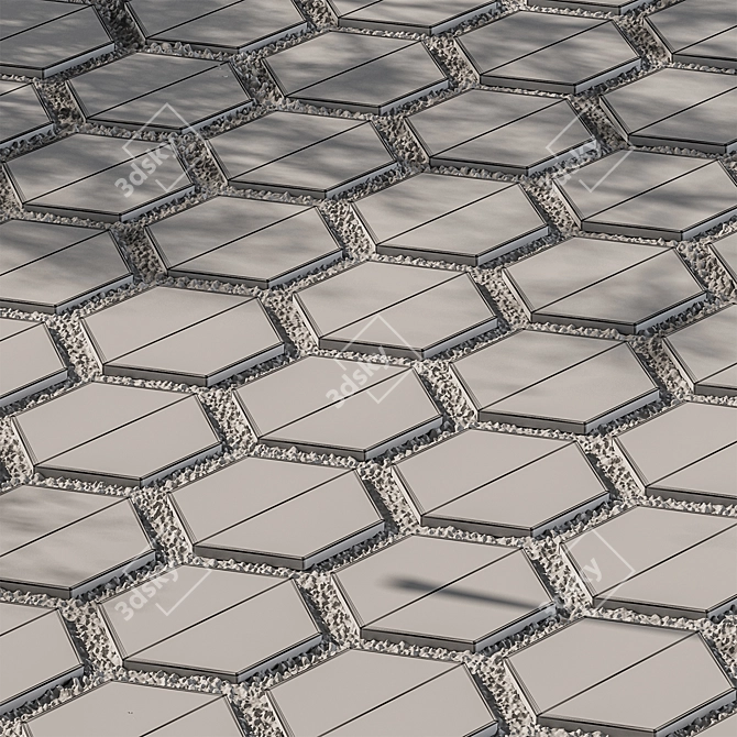 Hexagon Gravel Concrete Paving 07 3D model image 5