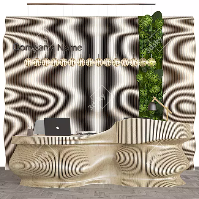 Modern Office Reception Desk Set 3D model image 1