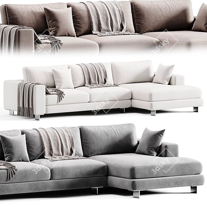 Modern Fabric Sectional Sofa Set 3D model image 3