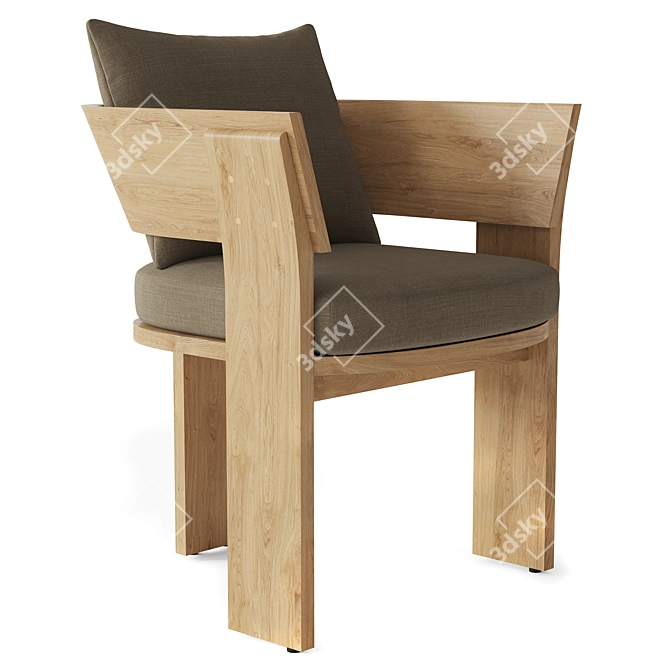 Teak Rectangular Dining Set 3D model image 4