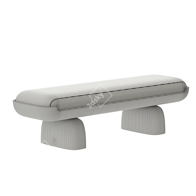 Luxury Velvet and Wood Bench 3D model image 3