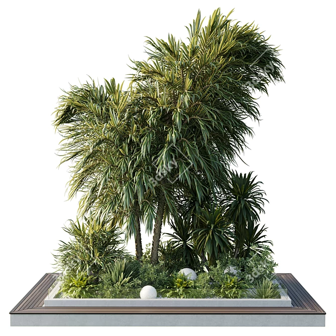 Tropical Outdoor Garden Plants Set 3D model image 1