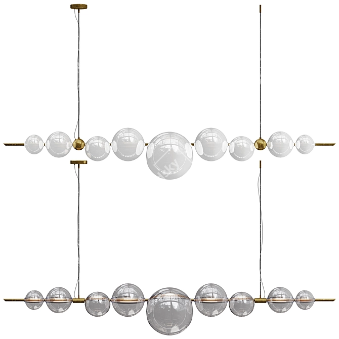 Handmade Brass LED Chandelier 3D model image 1