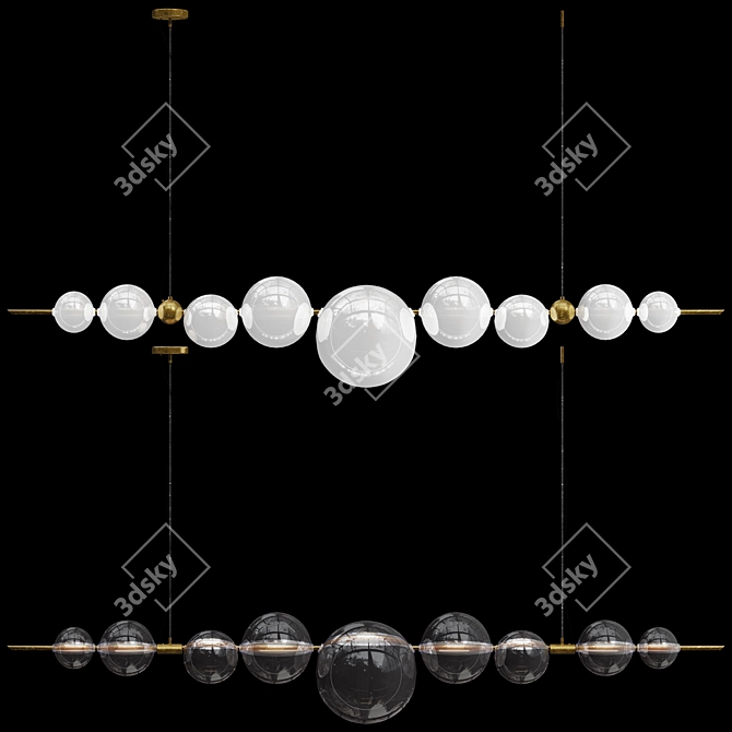 Handmade Brass LED Chandelier 3D model image 6