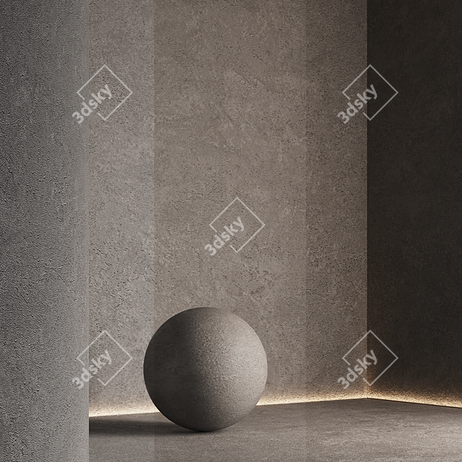 Seamless Textured Decorative Plaster Kit 3D model image 4