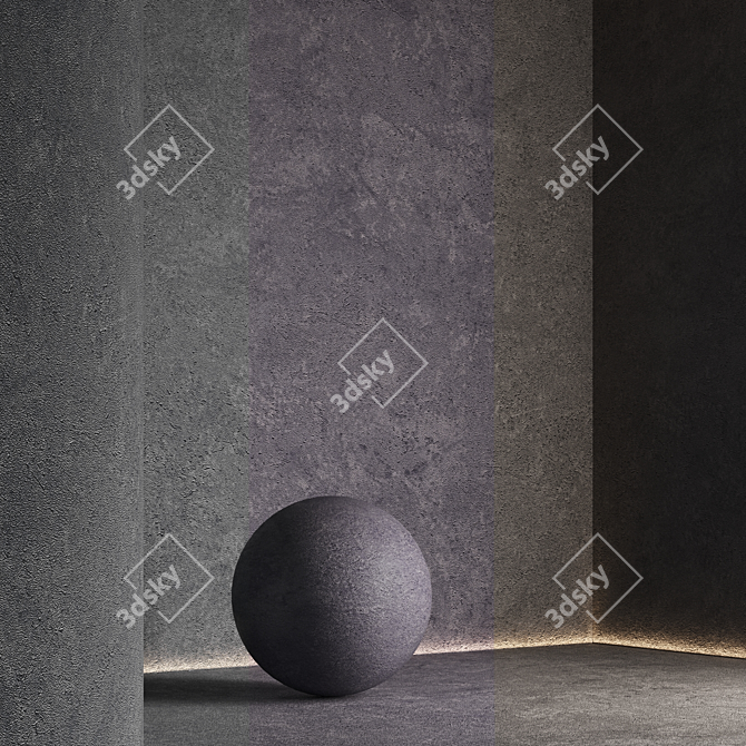 Seamless Textured Decorative Plaster Kit 3D model image 5