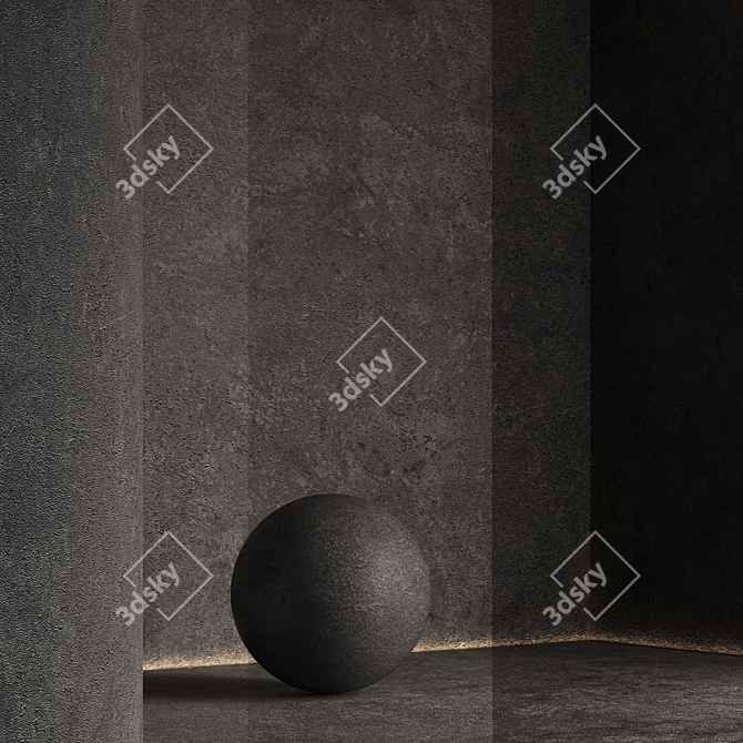 Seamless Textured Decorative Plaster Kit 3D model image 1