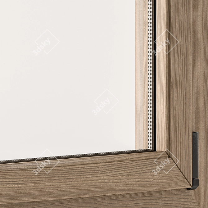 Modern Wood Glass Door Set 3D model image 3