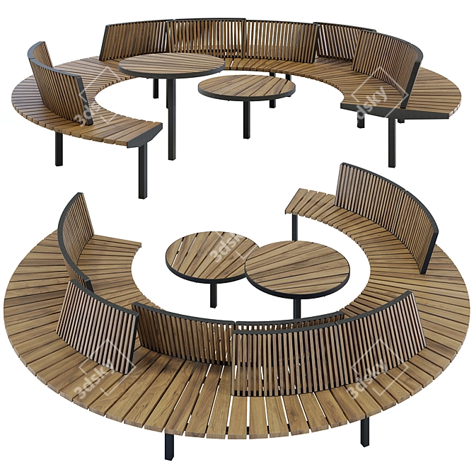 Circular Park Bench Set - LAGO Collection by mmcité 3D model image 1