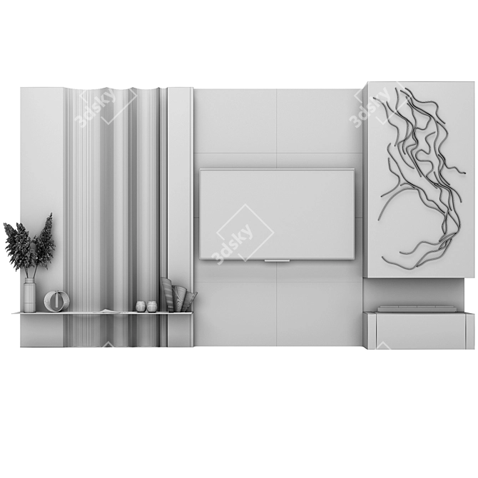 Modern Style TV Wall with Bio-Fireplace 3D model image 4
