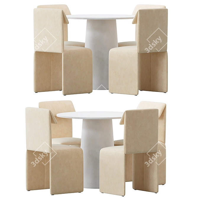 Elegant Sacha Chair & Table 3D model image 2