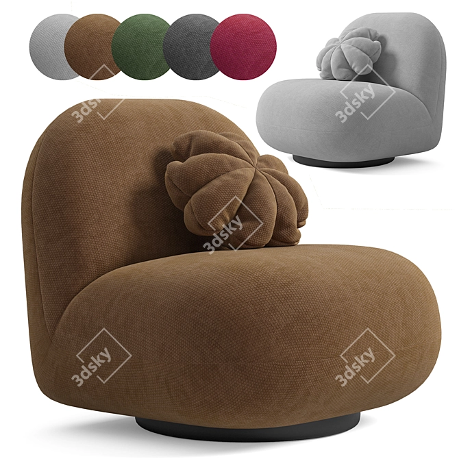 Cozy White Boucle Upholstered Armchair 3D model image 1