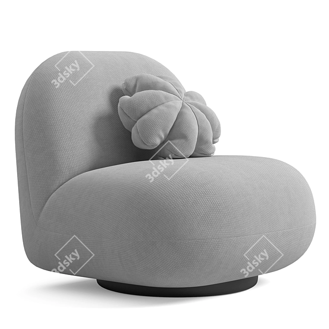 Cozy White Boucle Upholstered Armchair 3D model image 2