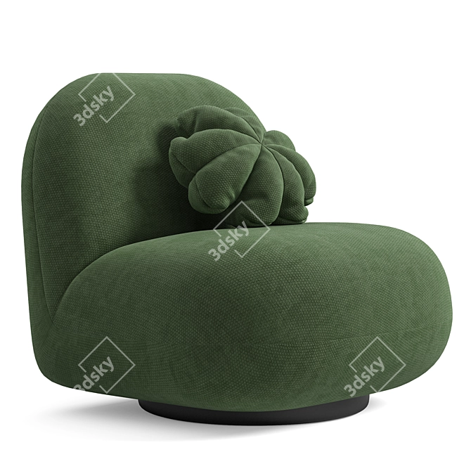 Cozy White Boucle Upholstered Armchair 3D model image 3