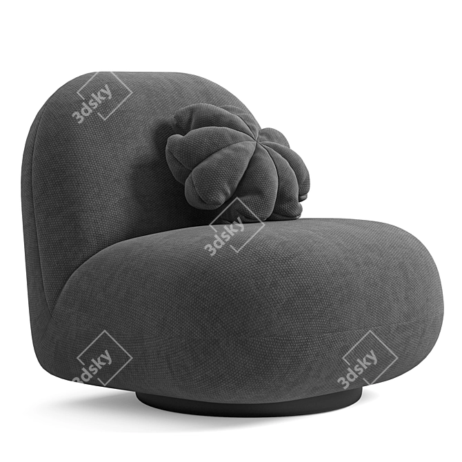 Cozy White Boucle Upholstered Armchair 3D model image 4