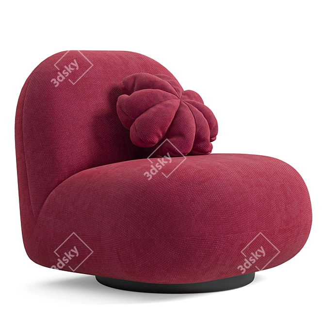 Cozy White Boucle Upholstered Armchair 3D model image 5