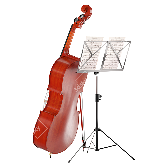  Quality Wood Cello with Stand. 3D model image 2