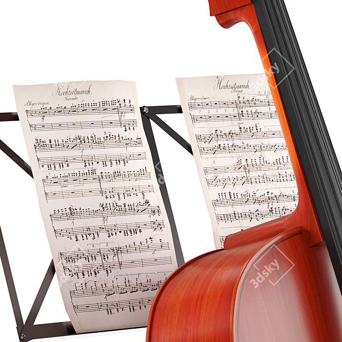  Quality Wood Cello with Stand. 3D model image 5