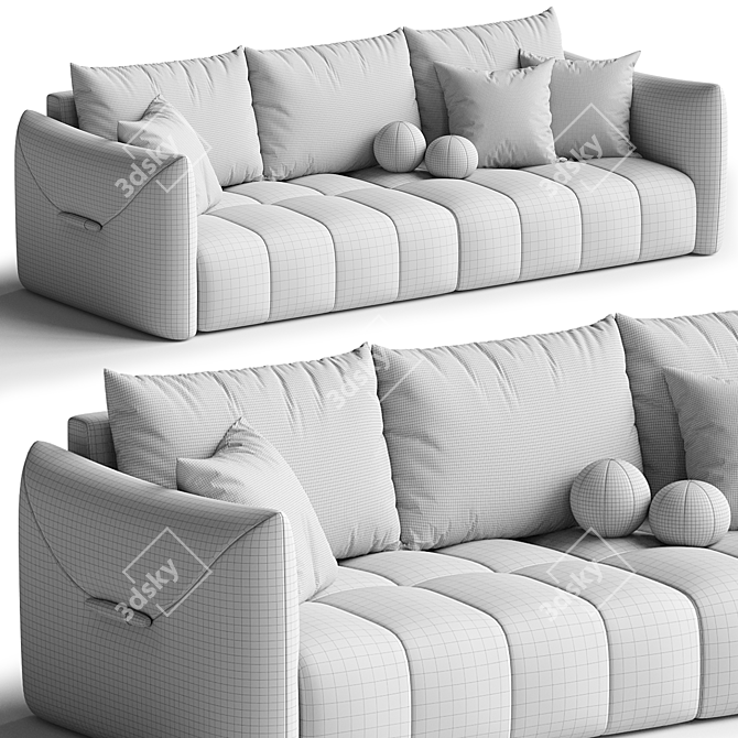 Premium Beige Flannel Sofa Bed 3D model image 3