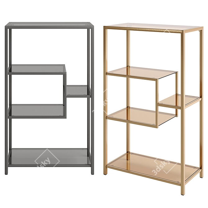 Kare Loft Steel Glass Shelf 3D model image 1