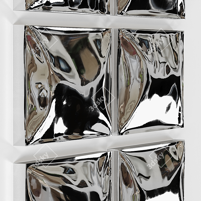 Reflective Stainless Steel Wall Sculpture 3D model image 3