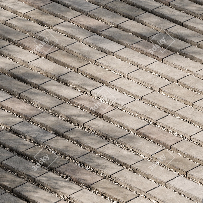 Gravel-Infused Concrete Brick Pavers 3D model image 1