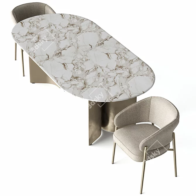 Marelli Linda Chair and Wave Tables 3D model image 3