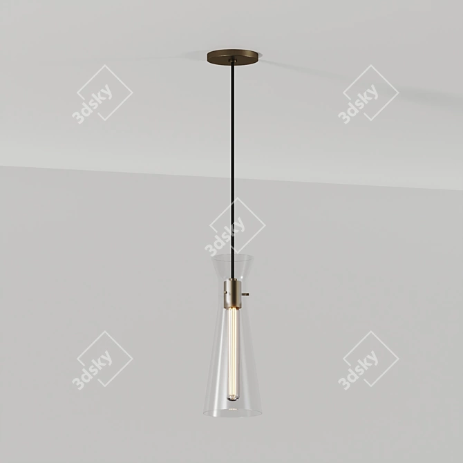 Erlenmeyer-Inspired Modern Transparent Glass Pendant 3D model image 3