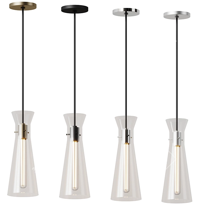 Erlenmeyer-Inspired Modern Transparent Glass Pendant 3D model image 4