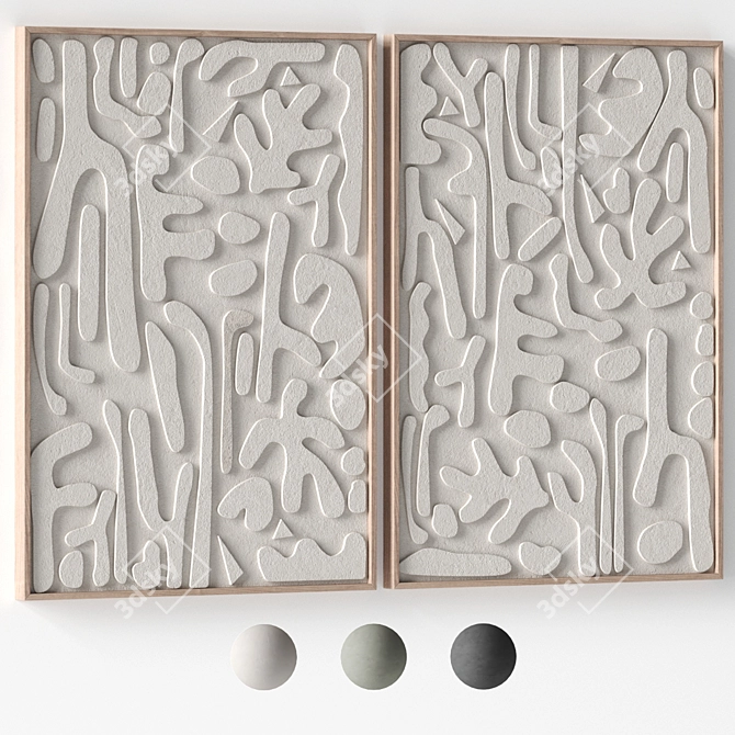 Textured Stone Relief Art Set 3D model image 1