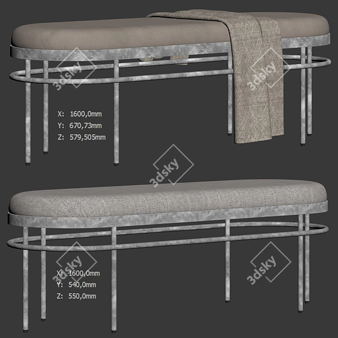 Elegant Sylva Oval Bench_UNSPLIT 3D model image 6