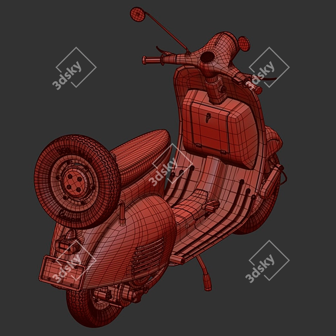 Vintage Italian Vespa Scooter 3D model image 5