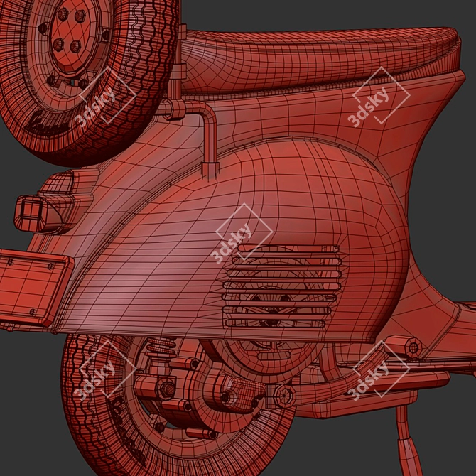 Vintage Italian Vespa Scooter 3D model image 6