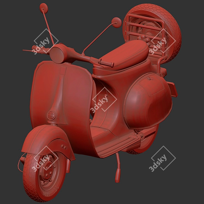 Vintage Italian Vespa Scooter 3D model image 7