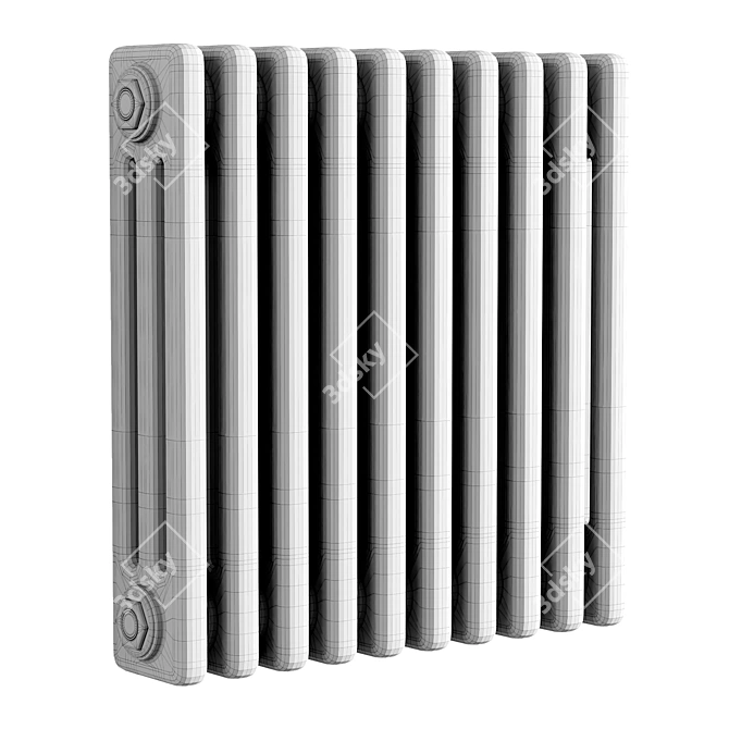 Anthracite 3 Column Horizontal Radiator 3D model image 4