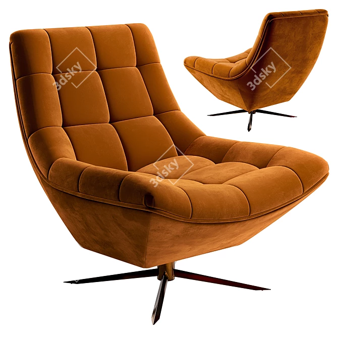 Garda Decor Velvety Swivel Chair 3D model image 1