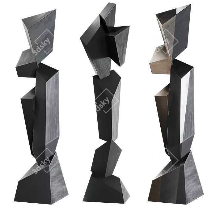 Modern Abstract Sculpture Set 3D model image 1