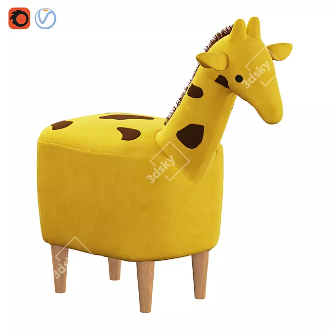 Sweet Giraffe Combi Kids Pouf 3D model image 1